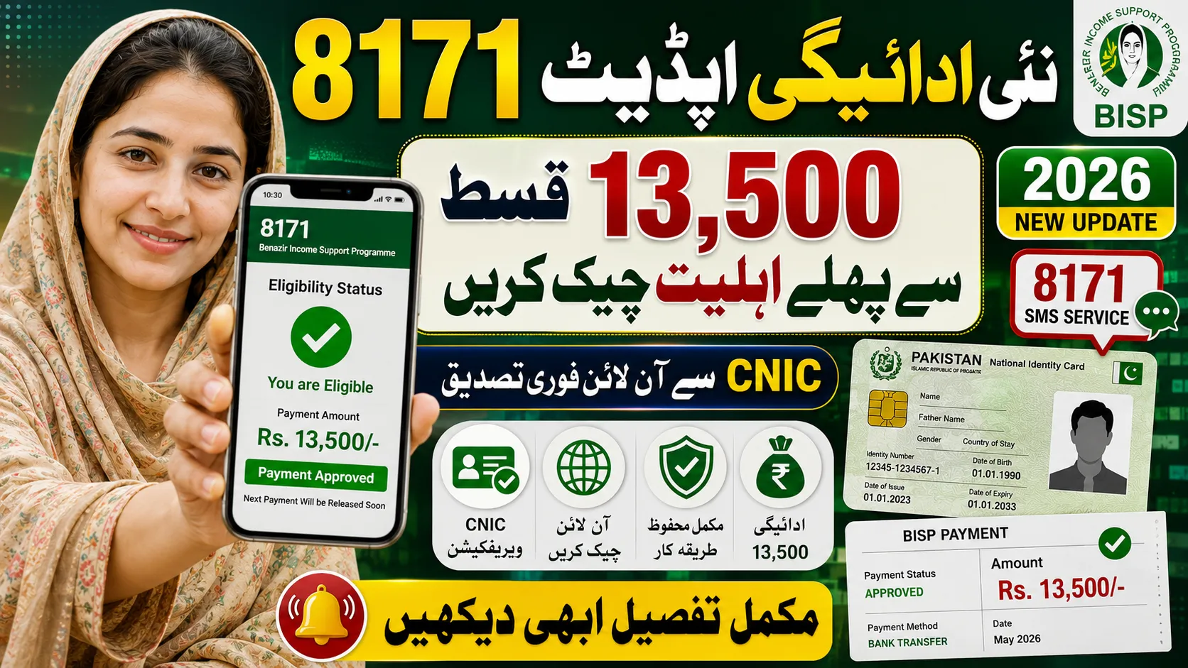 8171 Check Online CNIC 2026 – Verify BISP 13,500 Payment Status